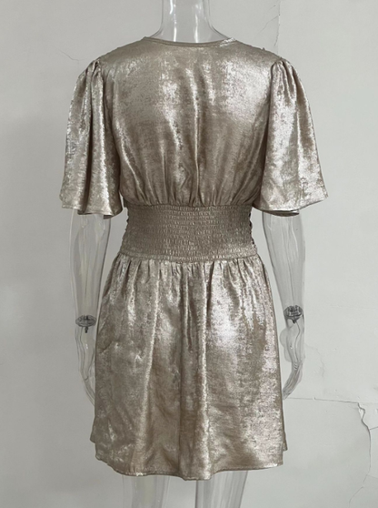 Daphne | Goudkleurige Elegante Mini Jurk