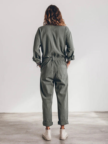 Trendy Dames Utility Jumpsuit met Lange Mouwen en Zakken