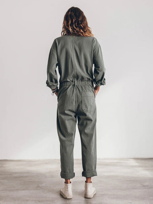 Trendy Dames Utility Jumpsuit met Lange Mouwen en Zakken