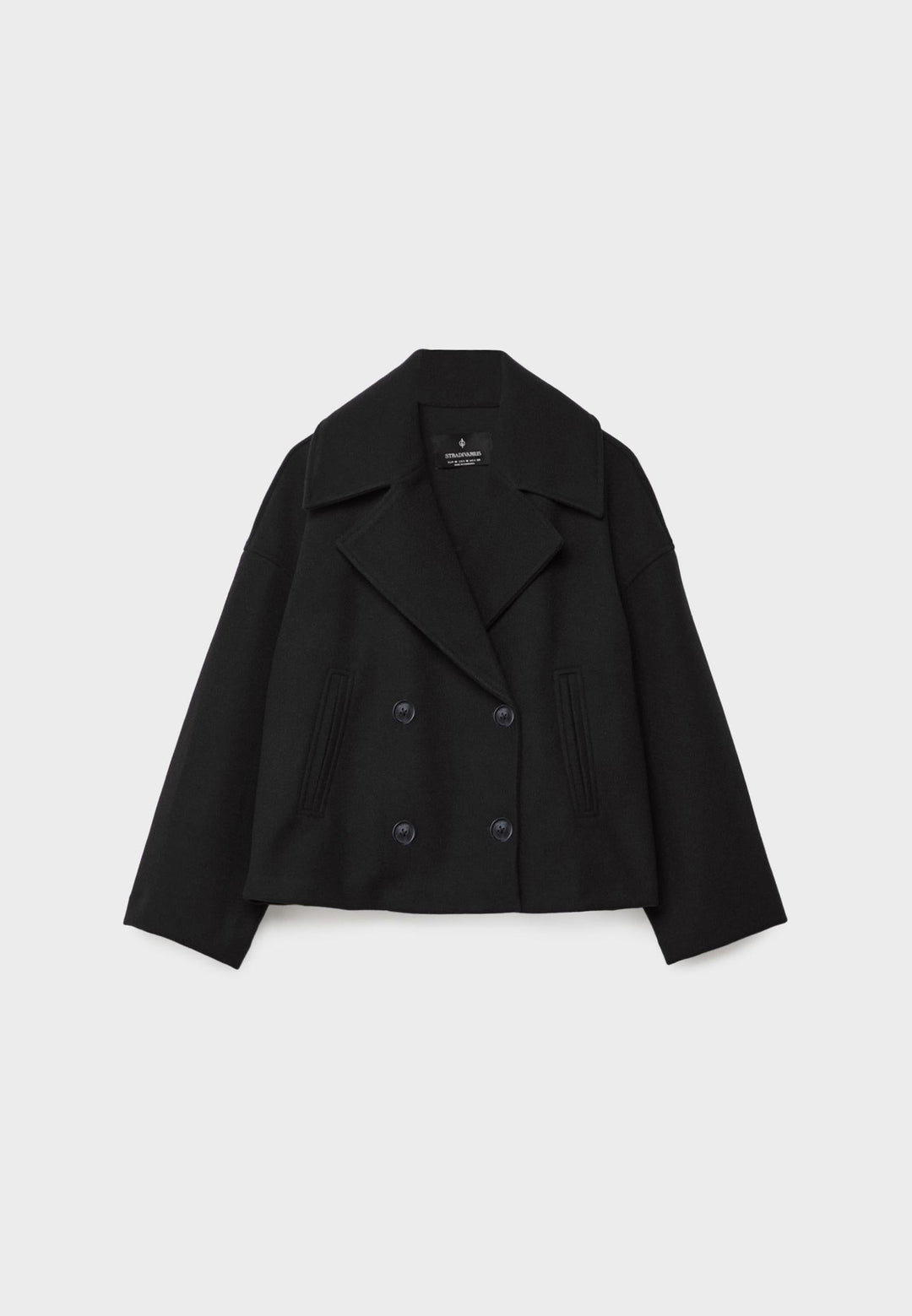 Short Women's Peacoat Jacket with Oversized Look