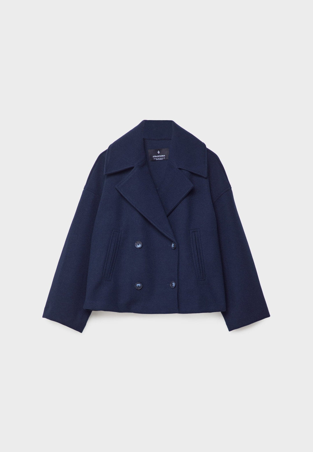 Short Women's Peacoat Jacket with Oversized Look