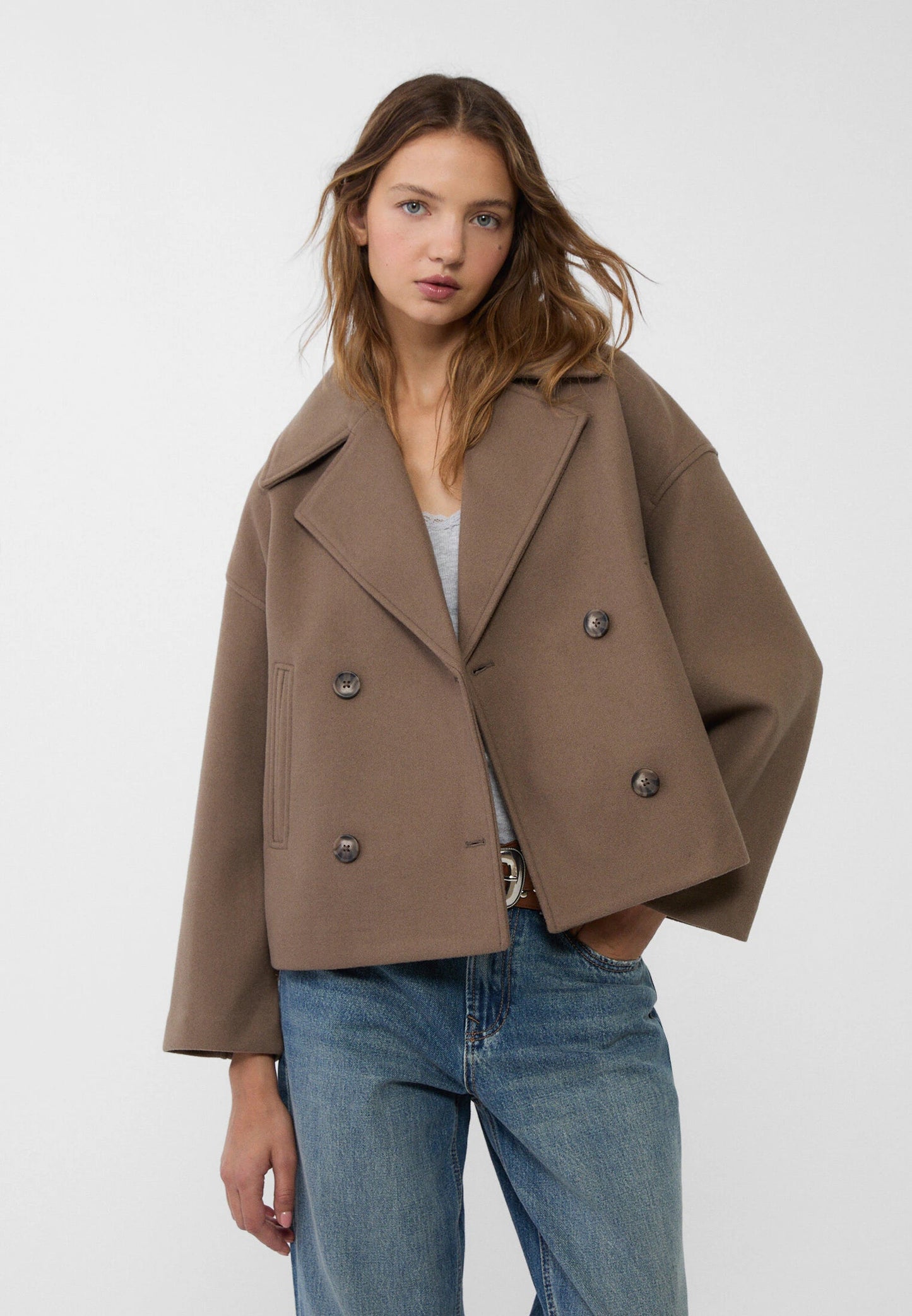 Korte Dames Peacoat Jas met Oversized Look