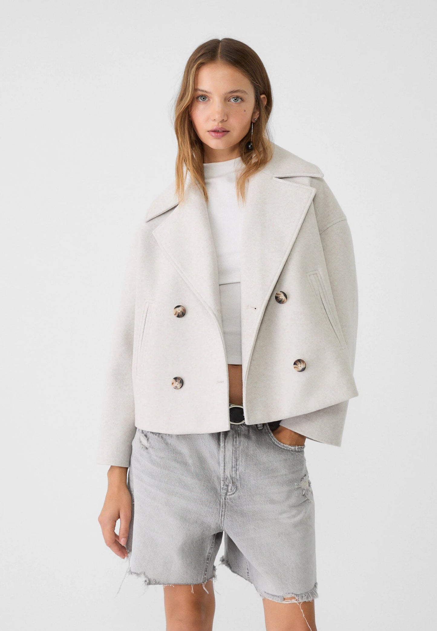 Korte Dames Peacoat Jas met Oversized Look