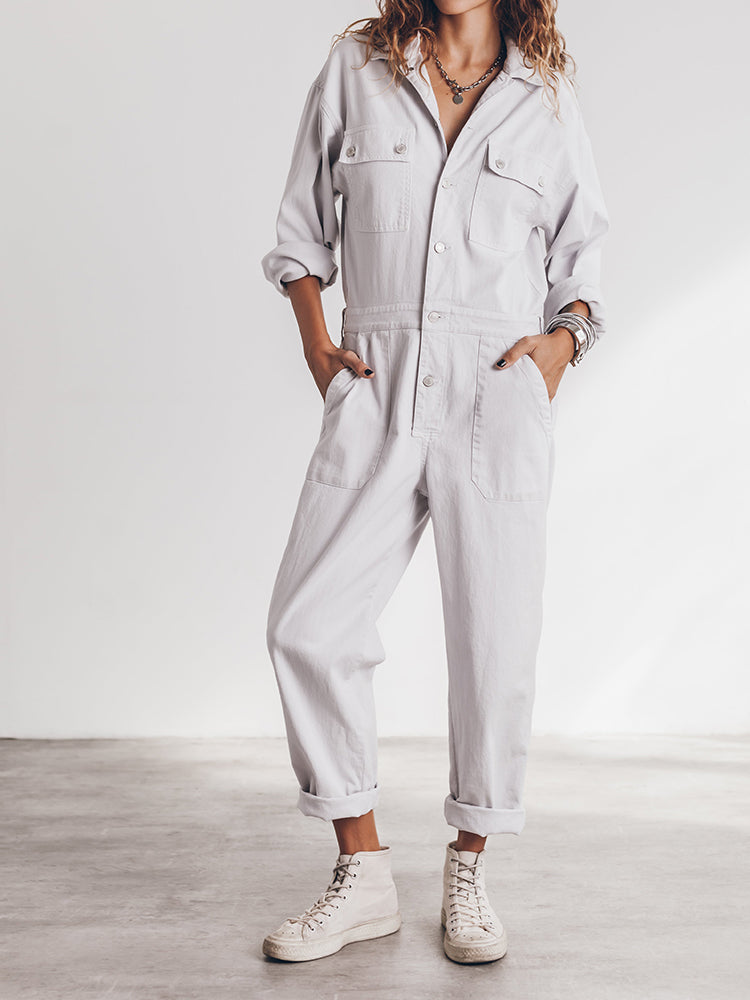Trendy Dames Utility Jumpsuit met Lange Mouwen en Zakken