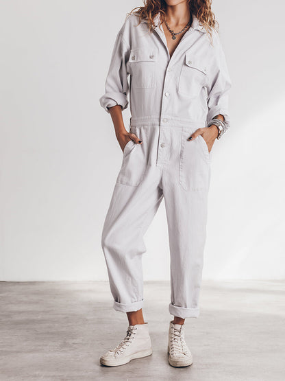 Trendy Dames Utility Jumpsuit met Lange Mouwen en Zakken
