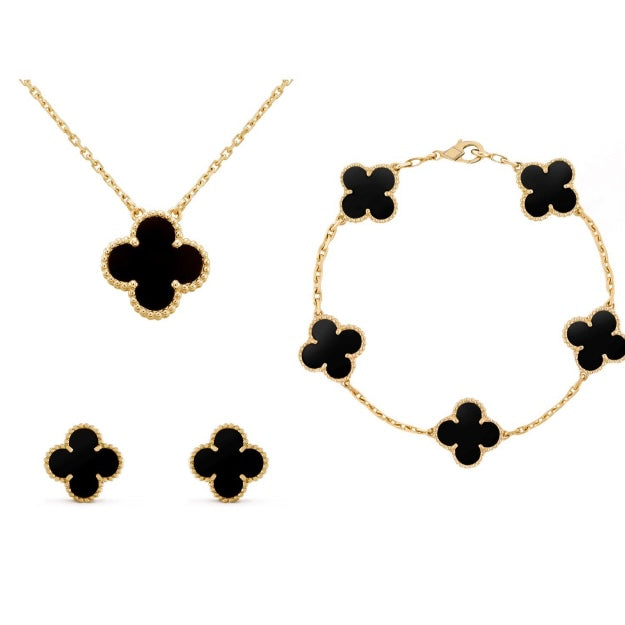 Ensemble de bijoux de luxe pour femmes en forme de trèfle emblématique