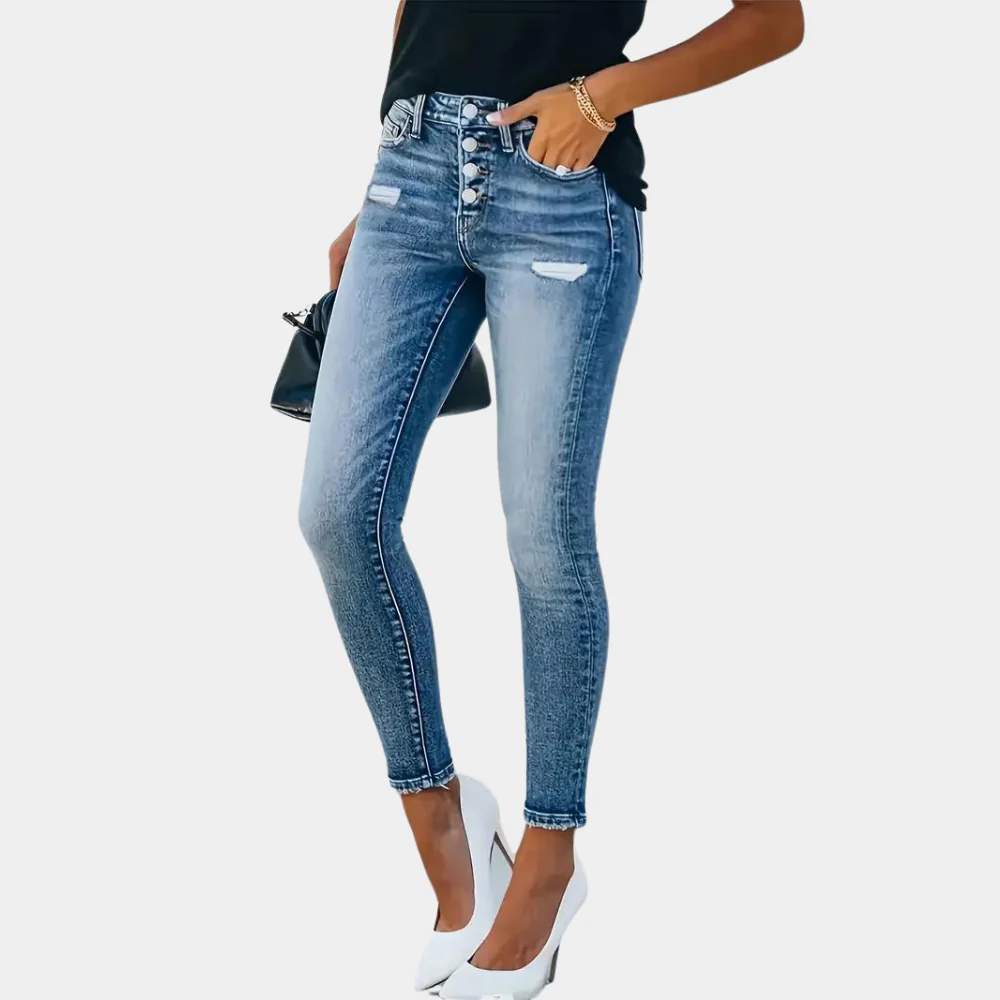 Moderne Stijlvolle Dames Jeans Met Slim Fit Pasvorm