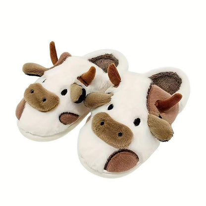 Zachte Warme Dames Pantoffels met Speelse Koeienprint