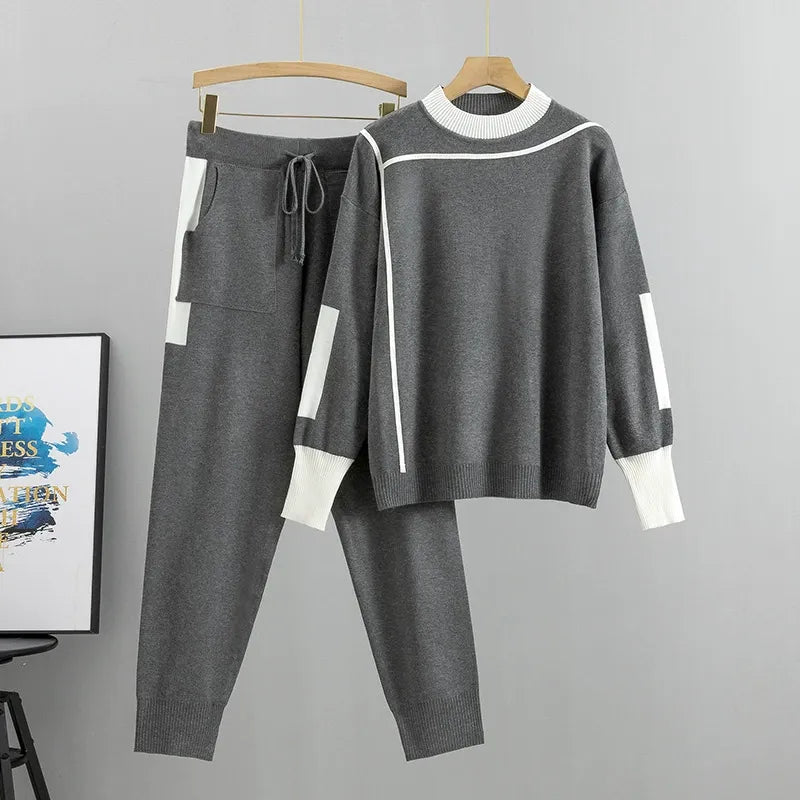 Trendy Dames Trui Set met Lange Mouwen en Broek