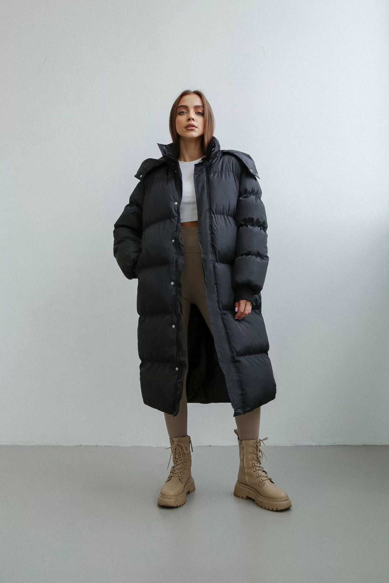 Warme Lange Dames Puffercoat Winterjas met Capuchon