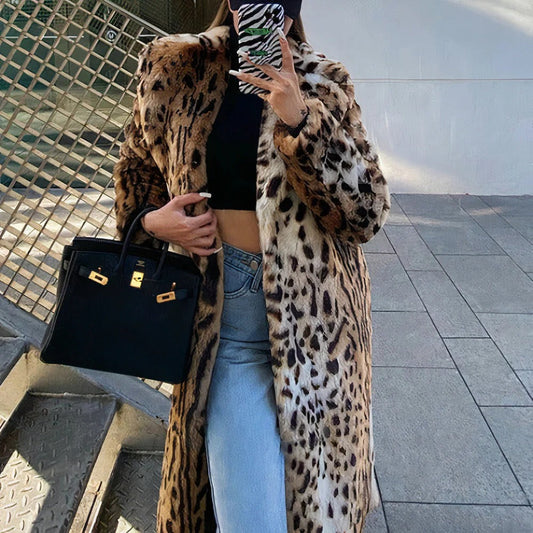 Luxe Faux Fur Jas met Panterprint voor Vrouwen