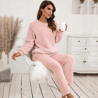 Zachte Teddy Dames Loungewear Set met Lange Mouwen