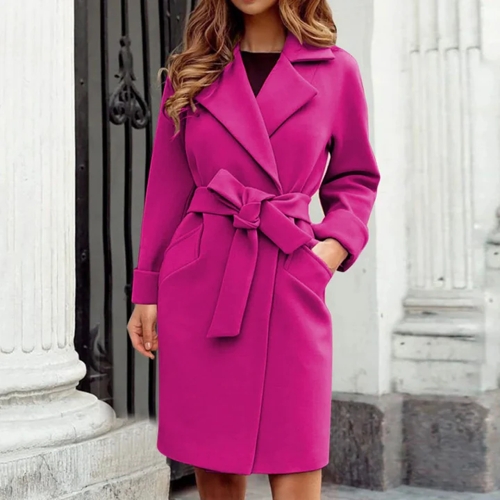 Stijlvolle Dames Wolmix Trenchcoat Winterjas met Ceintuur