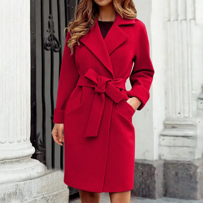Stijlvolle Dames Wolmix Trenchcoat Winterjas met Ceintuur