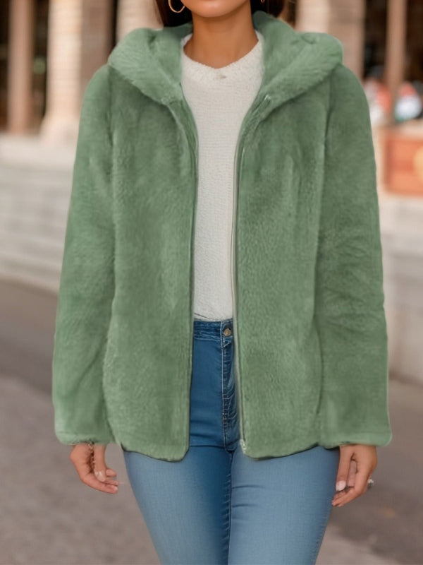Warme Zachte Dames Teddy Fleece Jas met Capuchon