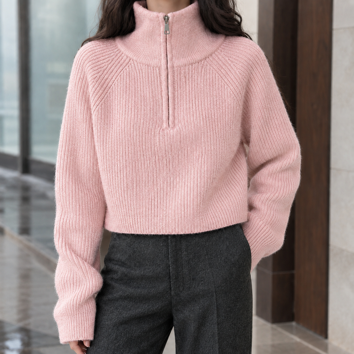 Genevieve-Jane Half-Zip Sweater - Pink