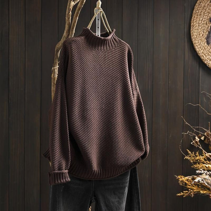 Textured Wool Long Sleeve Crew Neck Sweater for Women