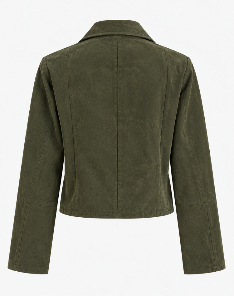 Blouson Biker en Cuir Élégant pour Femme avec Fermeture Éclair et Coupe Courte