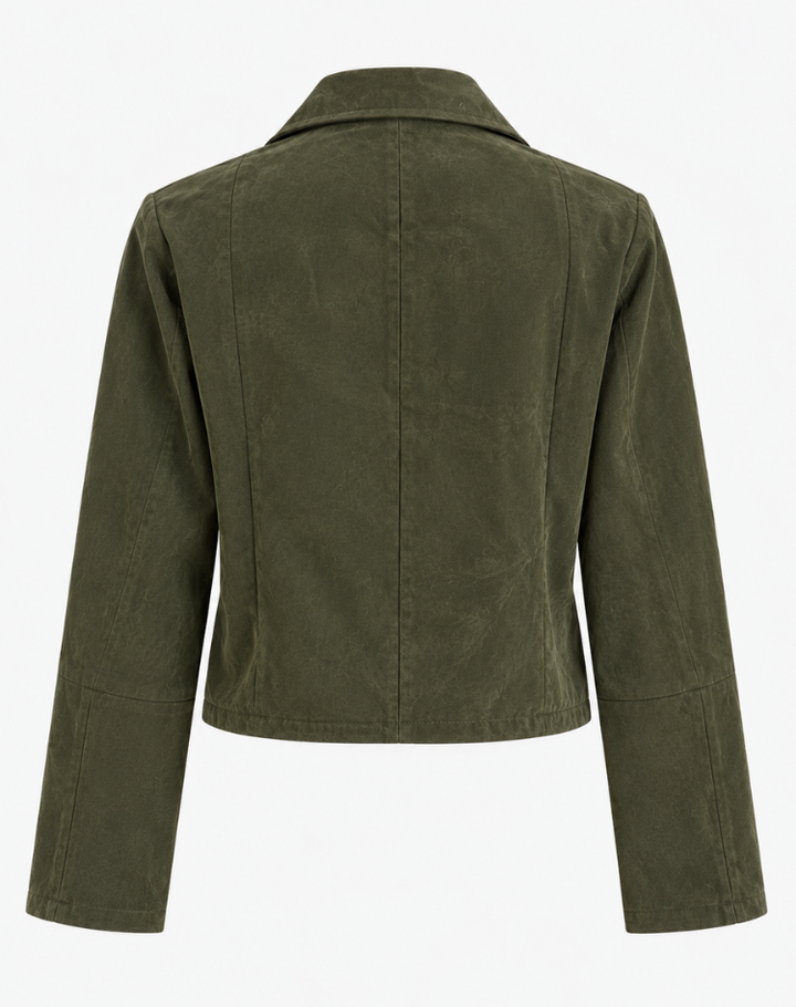 Blouson Biker en Cuir Élégant pour Femme avec Fermeture Éclair et Coupe Courte
