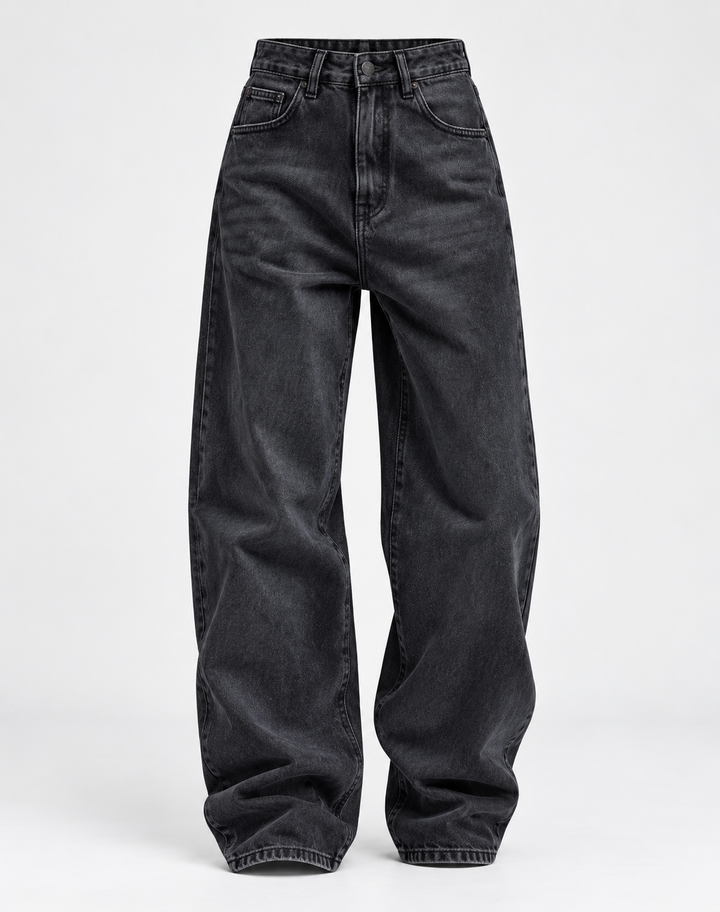 Losvallende Denim Dames Jeans met Rechte Pijp en Vijf Zakken