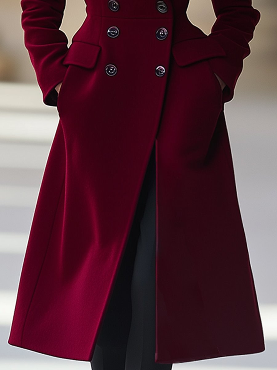 Elegante Warme Getailleerde Dames Winterjas met Dubbele Knopen