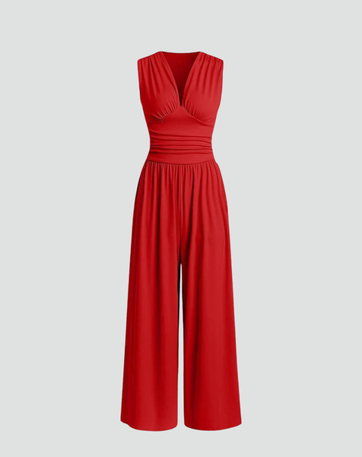 Elegant Women's Jumpsuit with V-Neck and Wide Legs
