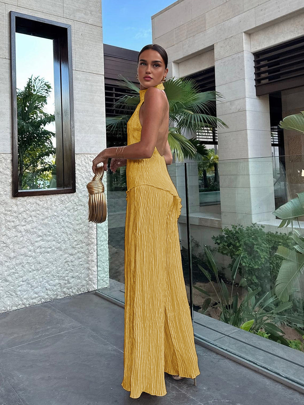 Talisa | Plissé Jumpsuit met Halternek
