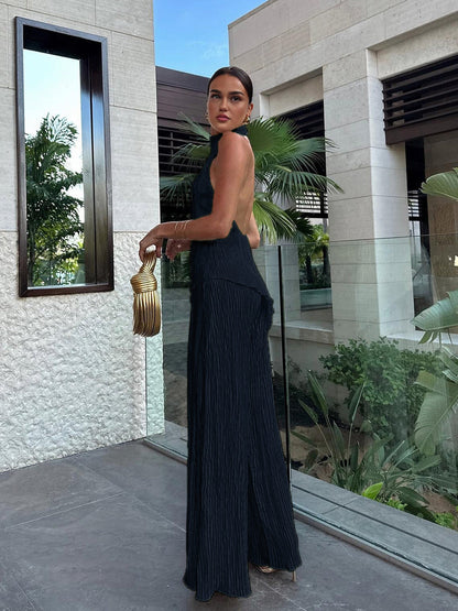 Talisa | Plissé Jumpsuit met Halternek
