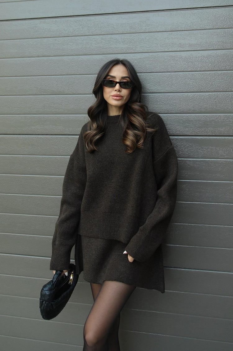 Beau | Cozy Knit 2-Piece Sweater and Skirt Set