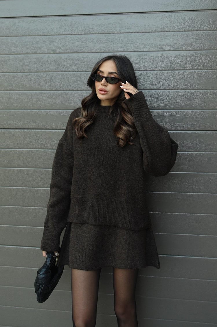 Beau | Cozy Knit 2-Piece Sweater and Skirt Set