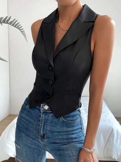 Adalee | Sleek Black Vest