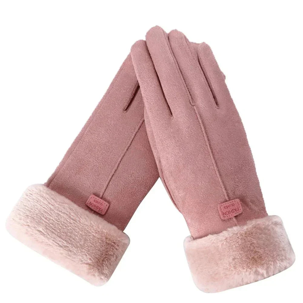 Gants isolants imperméables avec bordure en fourrure