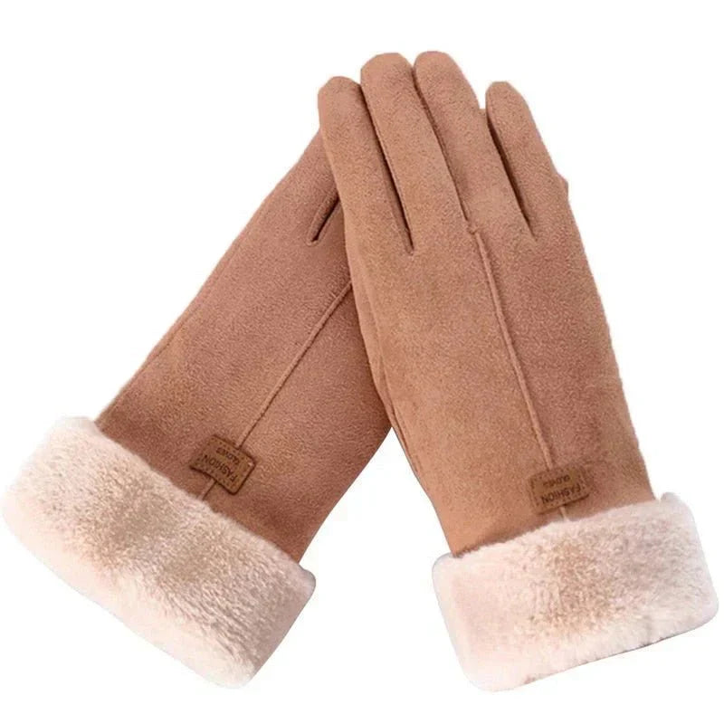 Gants isolants imperméables avec bordure en fourrure