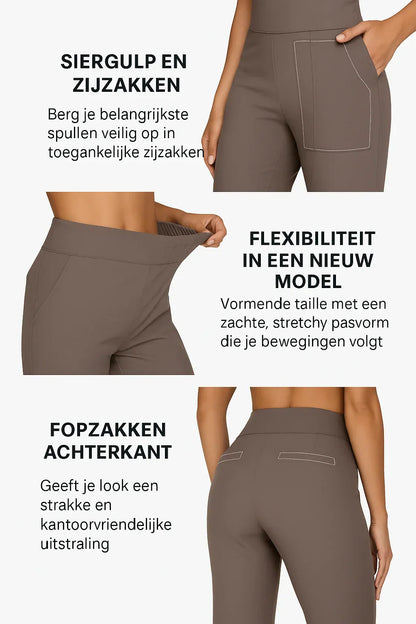 Stijlvolle Dames Pantalon met Wijde Pijpen en Hoge Taille