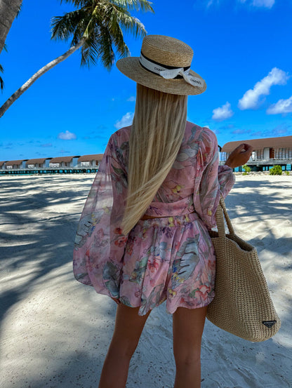 Irene | Chiffon Playsuit met Tropische Print