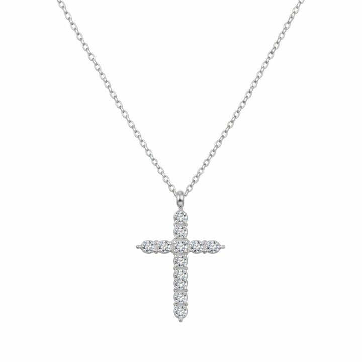 Luksusowy naszyjnik damski z krzyżem i detalami z cyrkonii