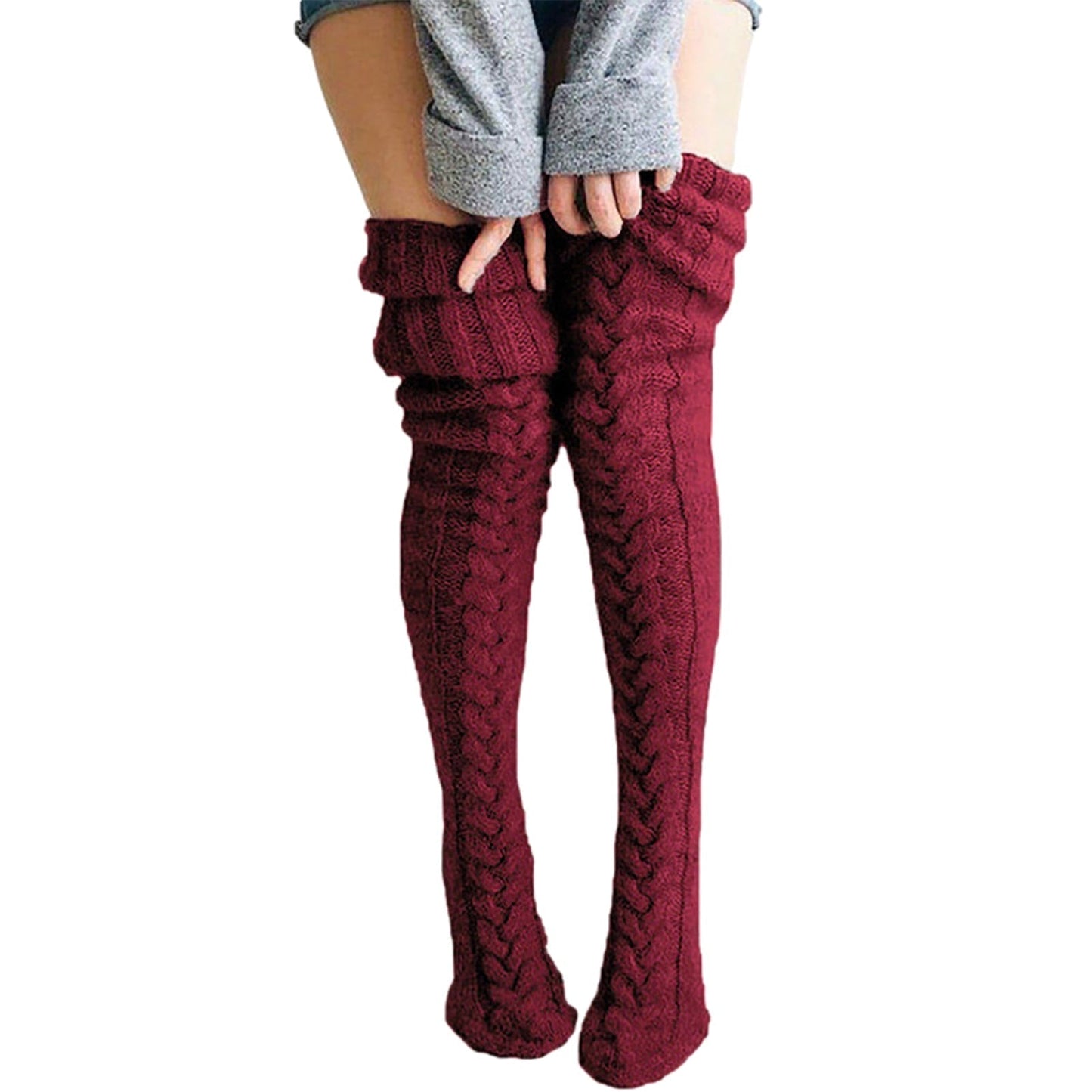 Dames Winterse Warme Comfortabele Gebreide Kniesokken