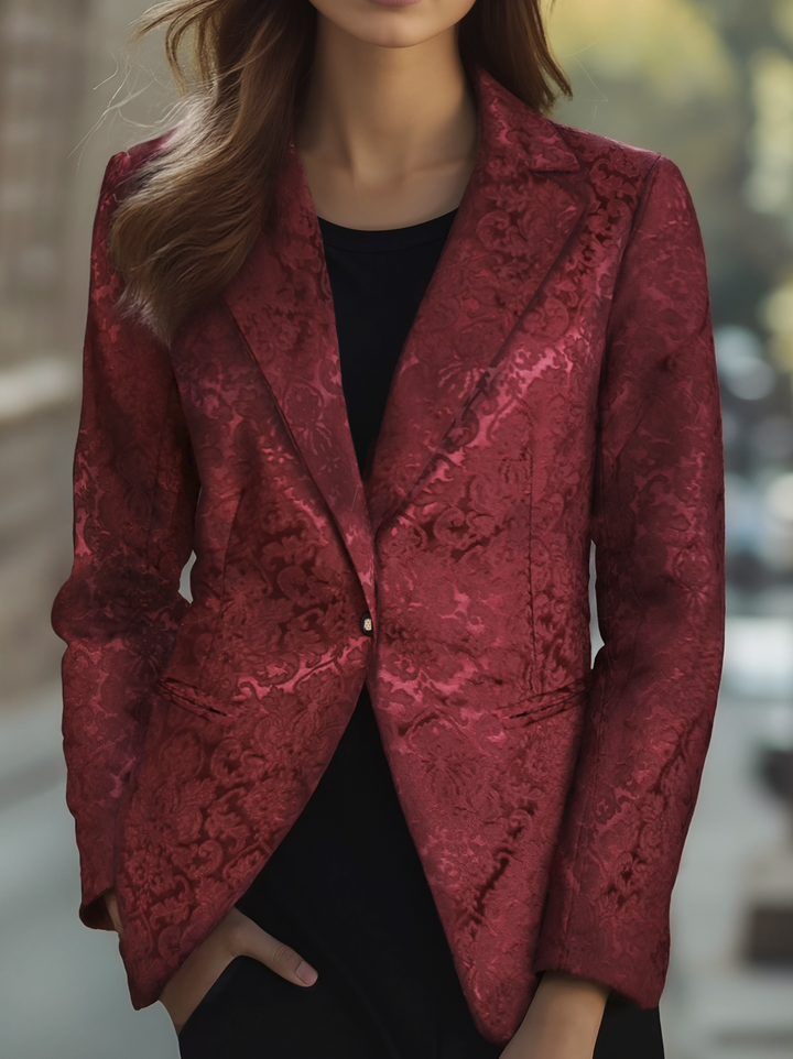 Burgundy Women's Blazer with Luxurious Textured Fabric
