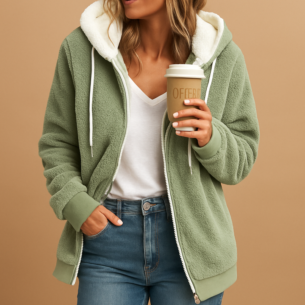 Lang Fleece Dames Teddy Vest met Capuchon