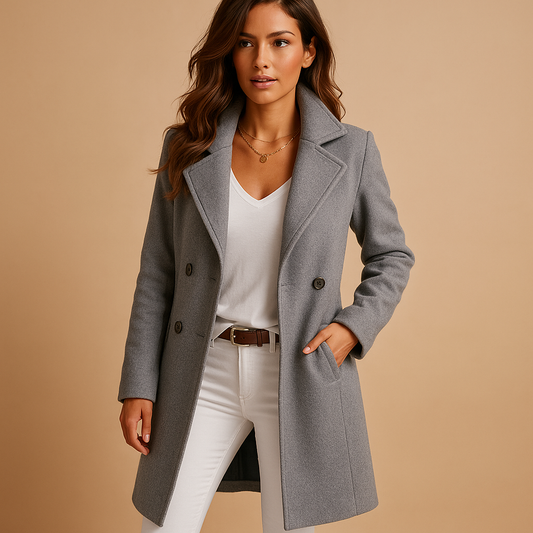 Elegante Chique Dames Wollen Jas met Knoopsluiting