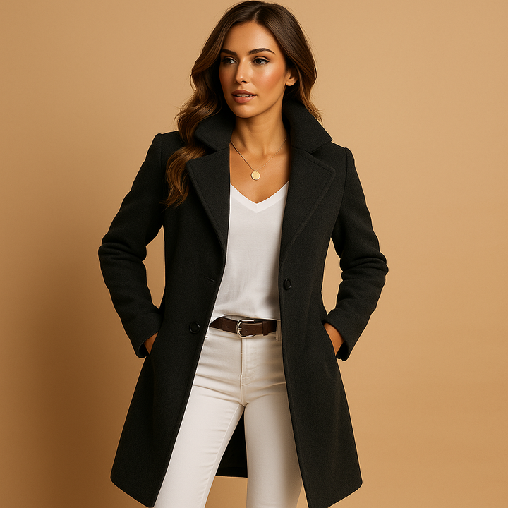 Elegant Chic Women's Wool Coat with Button Closure