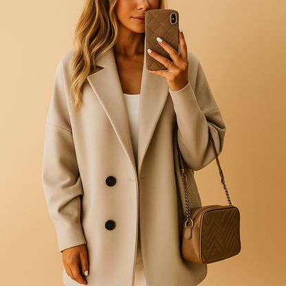 Lange Oversized Dames Mantel Jas met Knopen