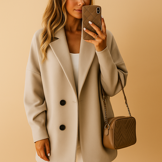 Lange Oversized Dames Mantel Jas met Knopen