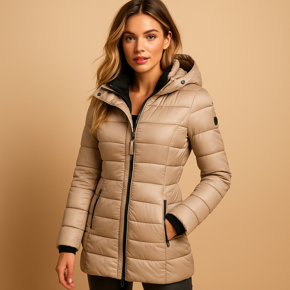Manteau d’hiver léger matelassé pour femmes avec capuche