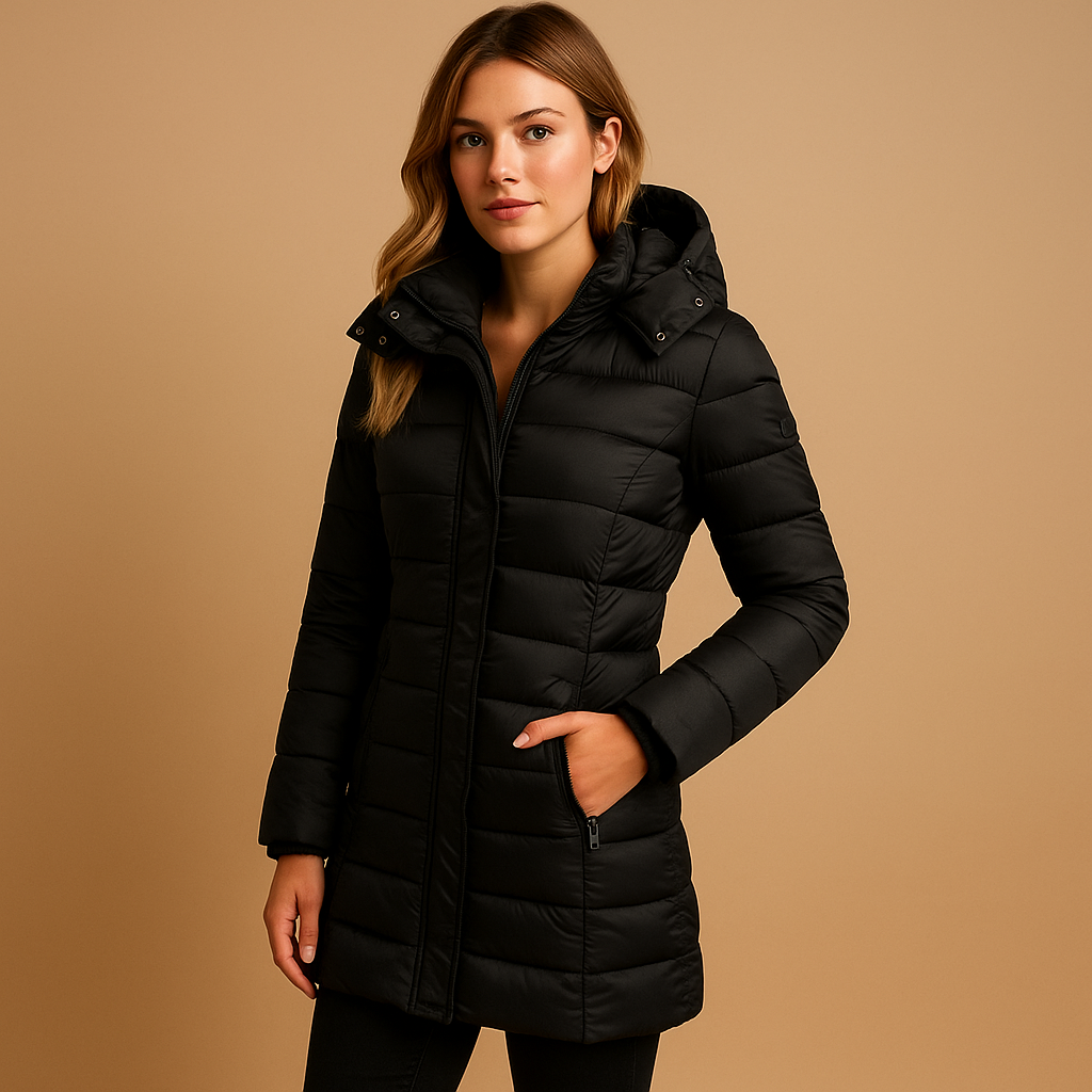 Lightweight Women's Padded Winter Coat with Hood