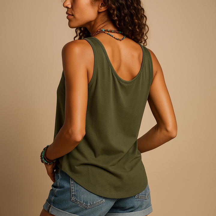 Haut sans manches léger pour femmes avec boutons et col rond