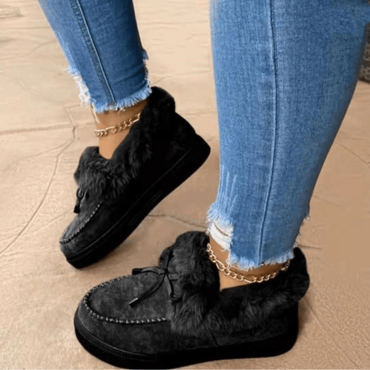 Chaussons chauds et tendance pour femme avec doublure en fourrure