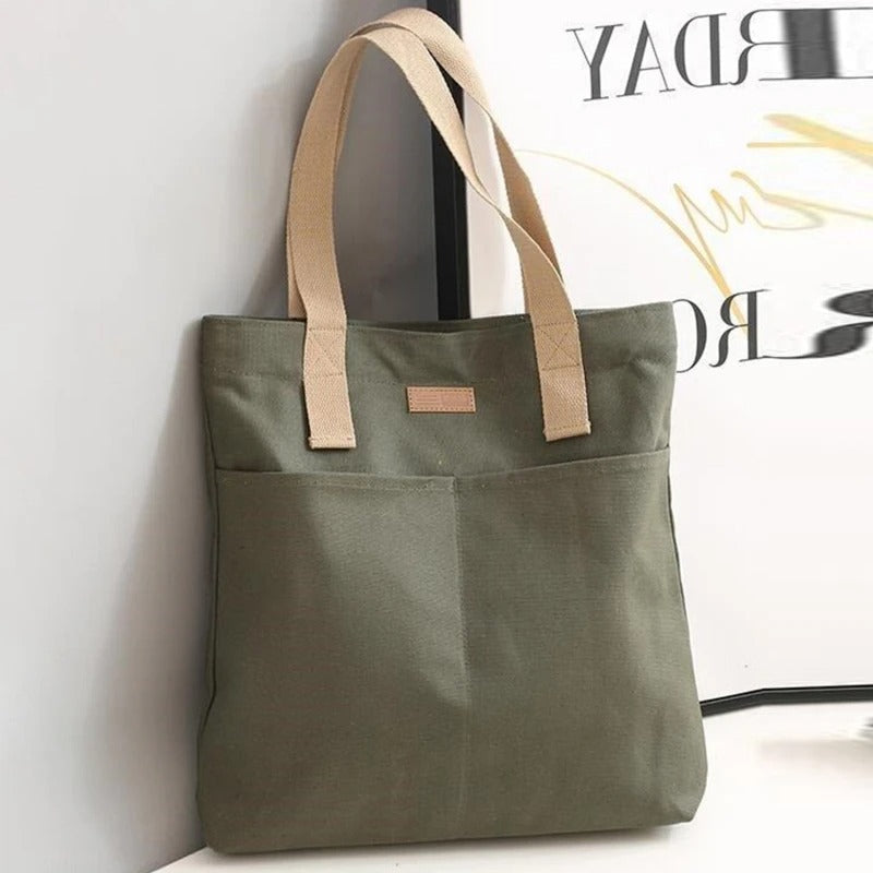Leola | Sac épaule en toile minimaliste avec poches doubles