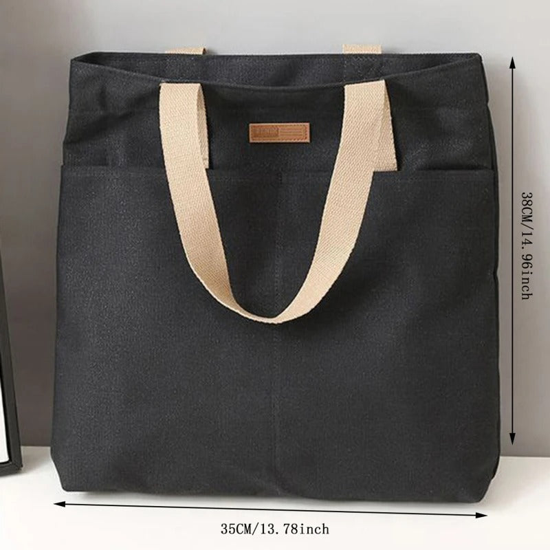 Leola | Sac épaule en toile minimaliste avec poches doubles