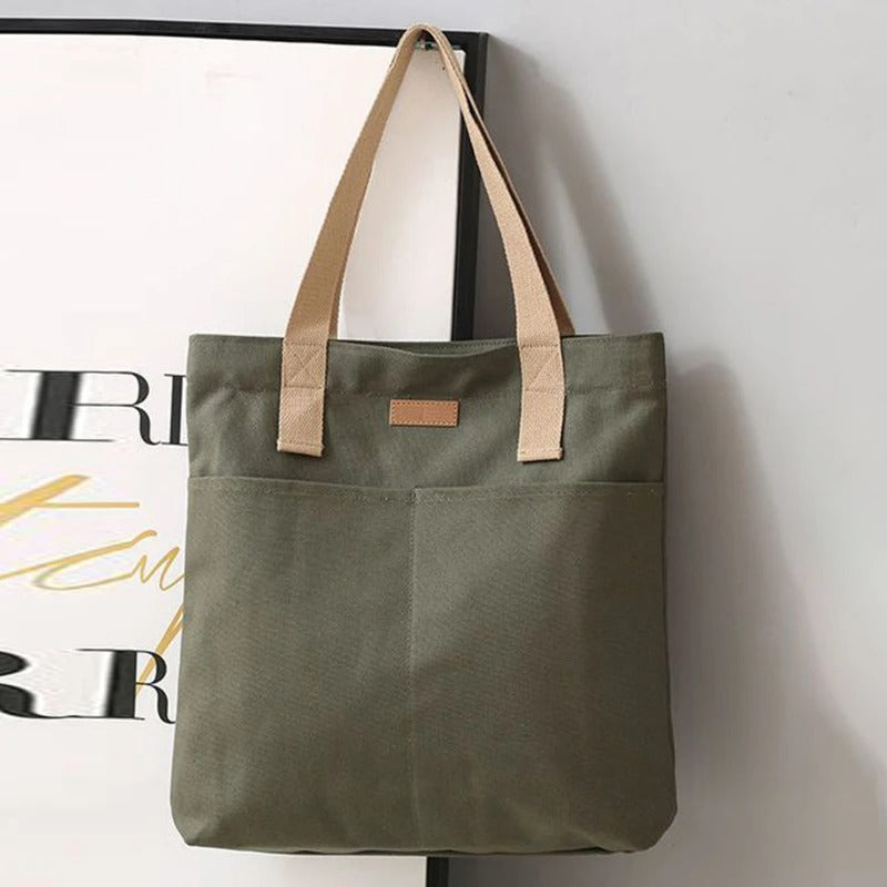 Leola | Sac épaule en toile minimaliste avec poches doubles